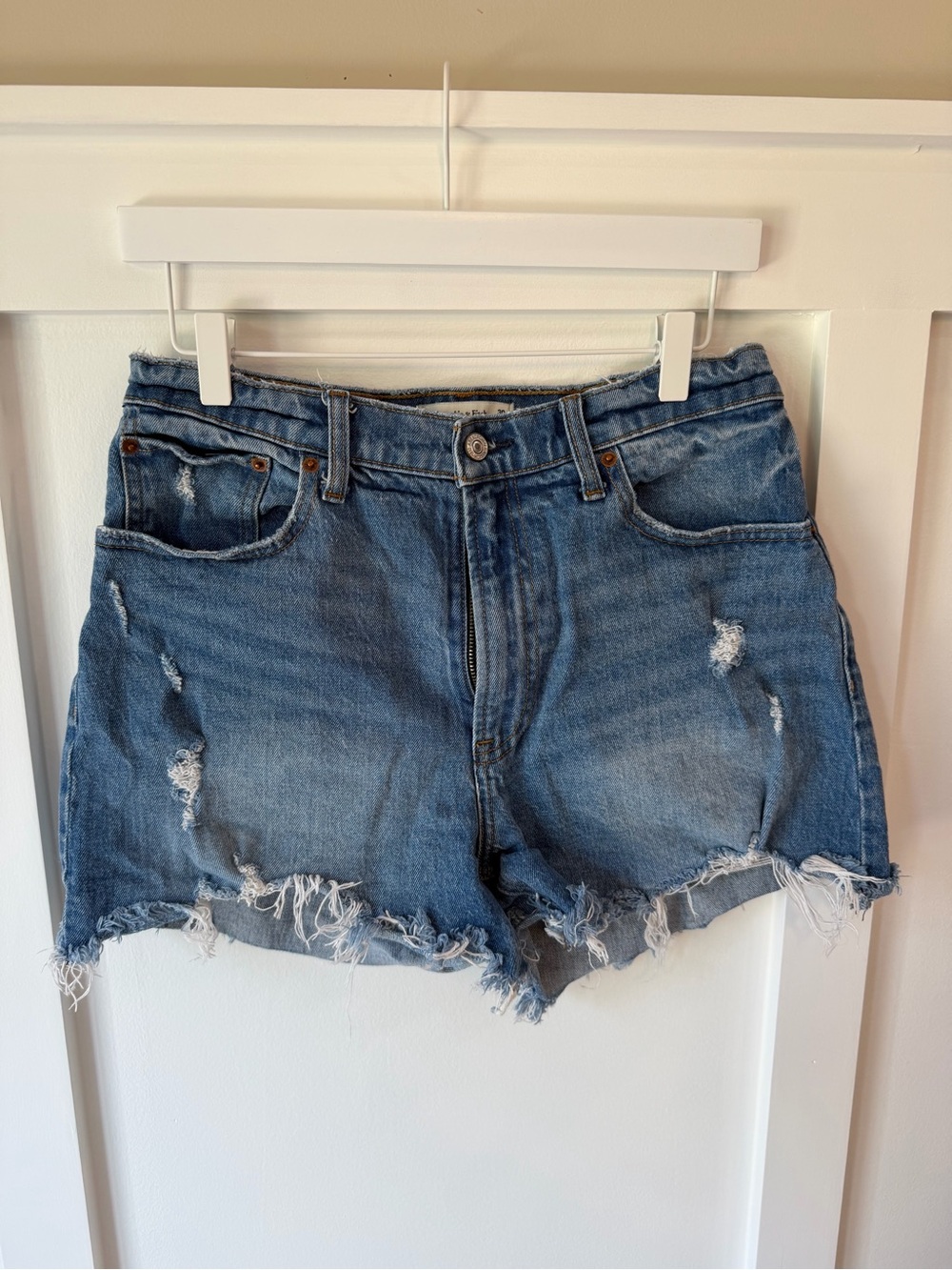 Abercrombie & Fitch Distressed Blue Denim Cutoff Shorts